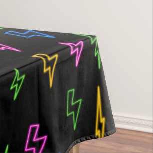 Colourful 80's Retro Neon Lightning Pattern  Tablecloth