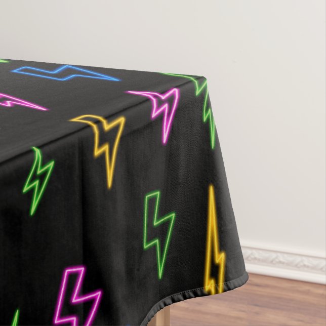 Colourful 80's Retro Neon Lightning Pattern  Tablecloth (In Situ)