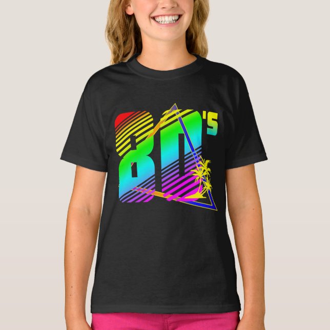 Colourful 80's sunset palm trees T-Shirt (Front)