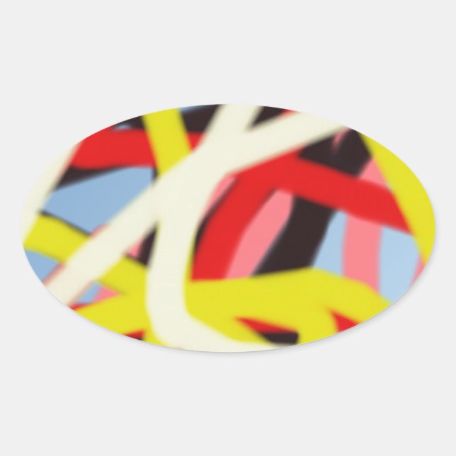 colourful 8773 abstract art oval sticker (Front)
