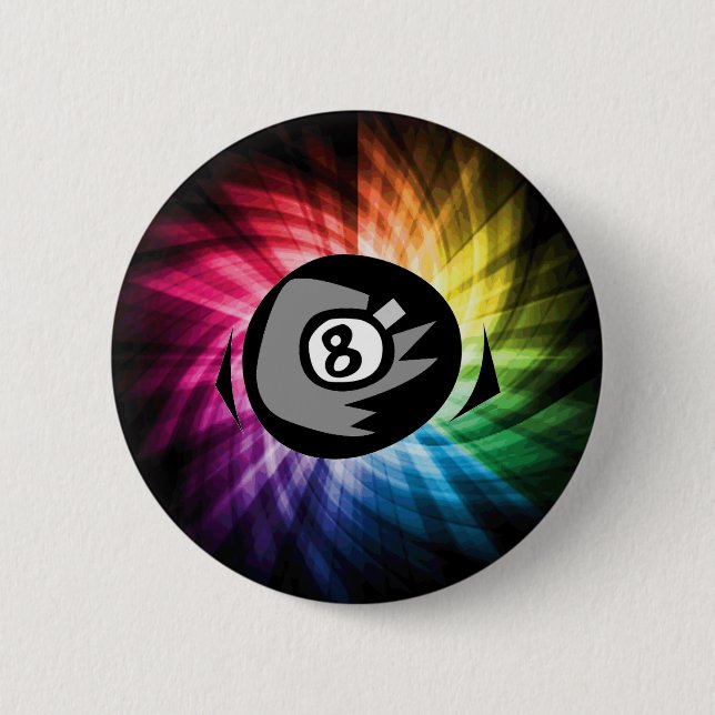 Colourful 8 ball 6 cm round badge (Front)