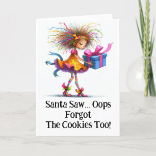 * Colourful 8  Whimsical Christmas Girl  Gift AP97 Thank You Card