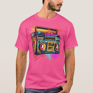 Colourful 90S Hip Hop Radio Music Ghetto Blaster H T-Shirt