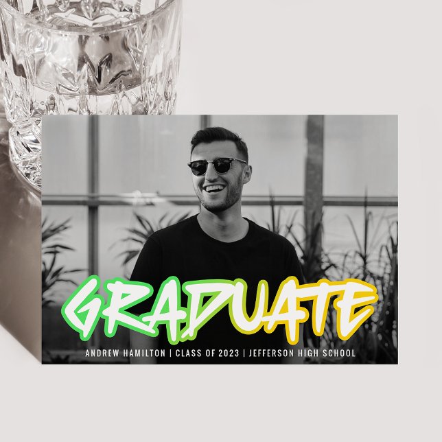 Colourful 90s Retro Typography Photo Graduation Announcement (Creator Uploaded)
