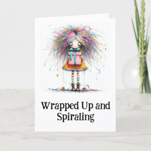 ** Colourful 9  AP97 Whimsical Christmas Girl Gift Thank You Card