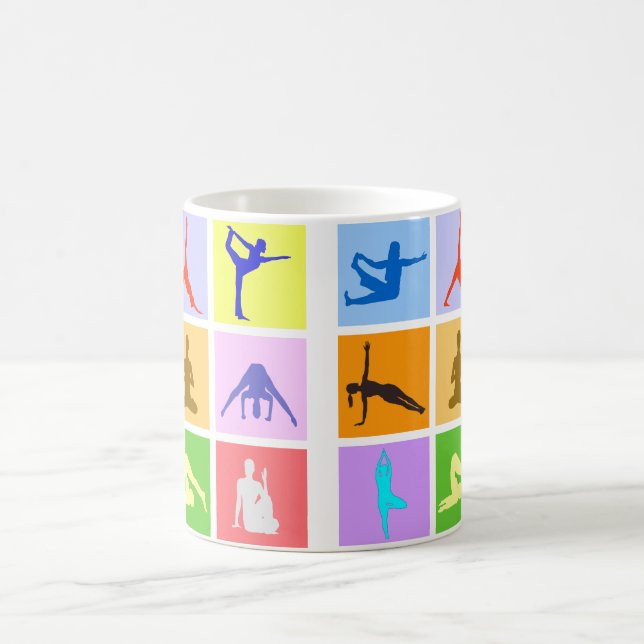 Colourful 9 Yoga Poses Coffee Mug (Center)