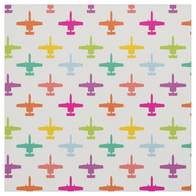 Colourful A-10 Warthog Attack Jet Pattern Candy Fabric (Swatch)