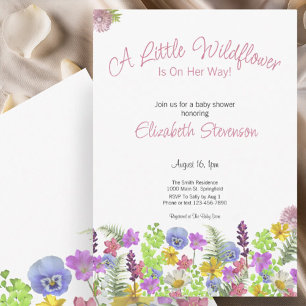 Colourful A Little Wildflower Girl Baby Shower  Invitation