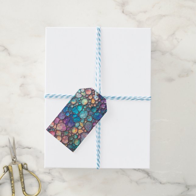 Colourful Abalone Bubbles Gift Tag (With Twine)