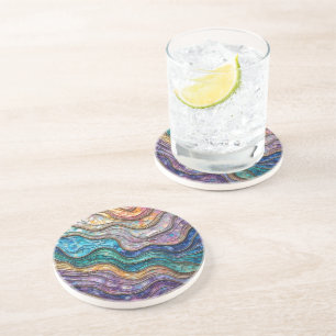 Colourful Abalone Rippled Waves Coaster