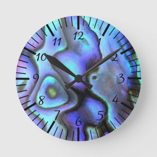 Colourful Abalone Seashell, Beautiful Nature Round Clock