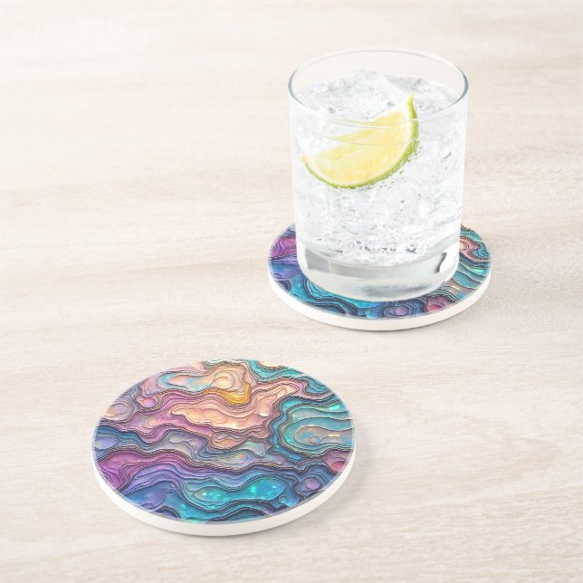 Colourful Abalone Swirls Coaster (Side)