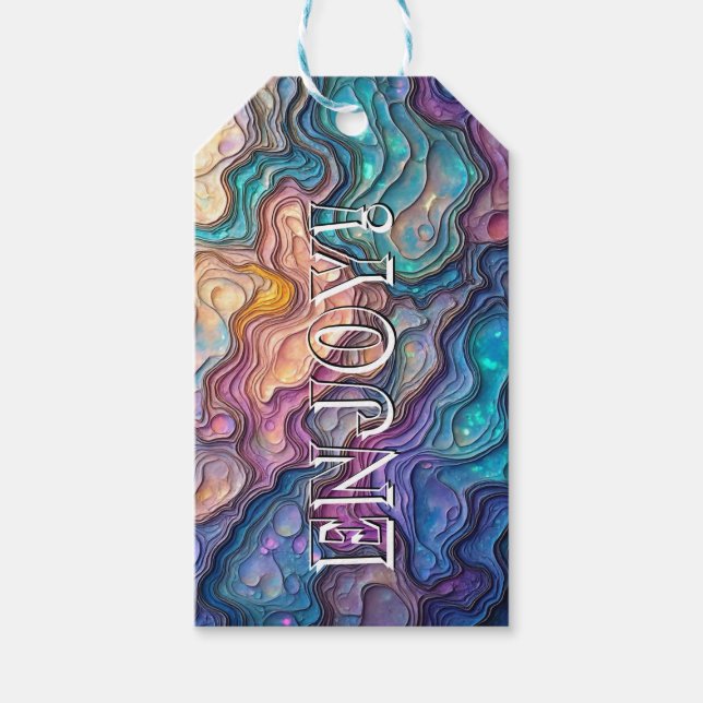 Colourful Abalone Swirls Custom Gift Tag (Front)