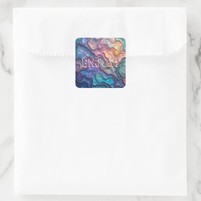 Colourful Abalone Swirls Custom Square Sticker (Bag)