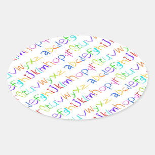 Colourful ABC Rainbow Crayons Kid's Handwriting Oval Sticker