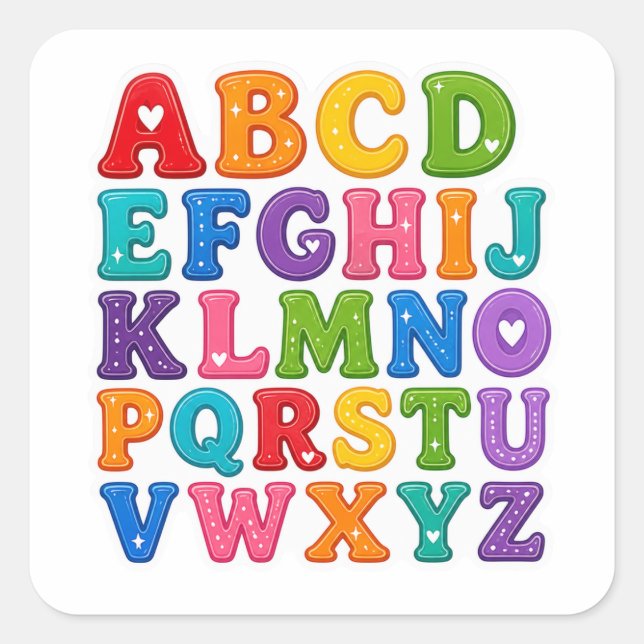 Colourful ABCD Alphabet Letters Design Sticker (Front)