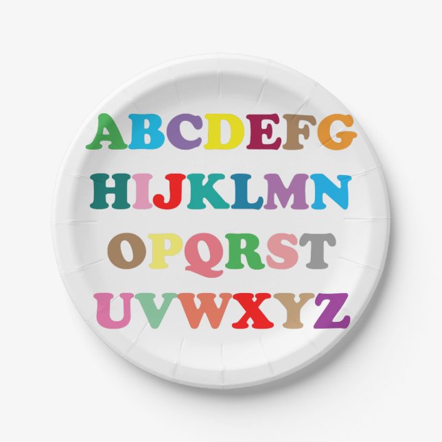 Colourful ABC's Paper Plate (Front)