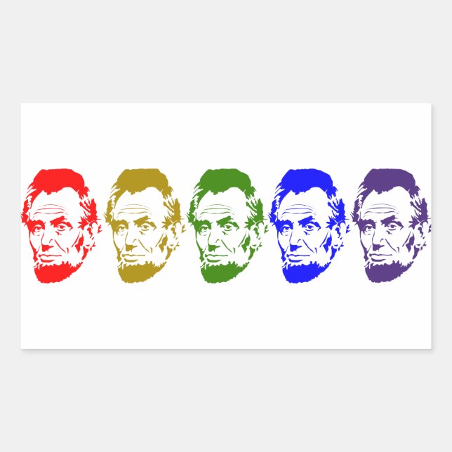 Colourful Abe Lincoln Abstract Art Rectangular Sticker (Front)