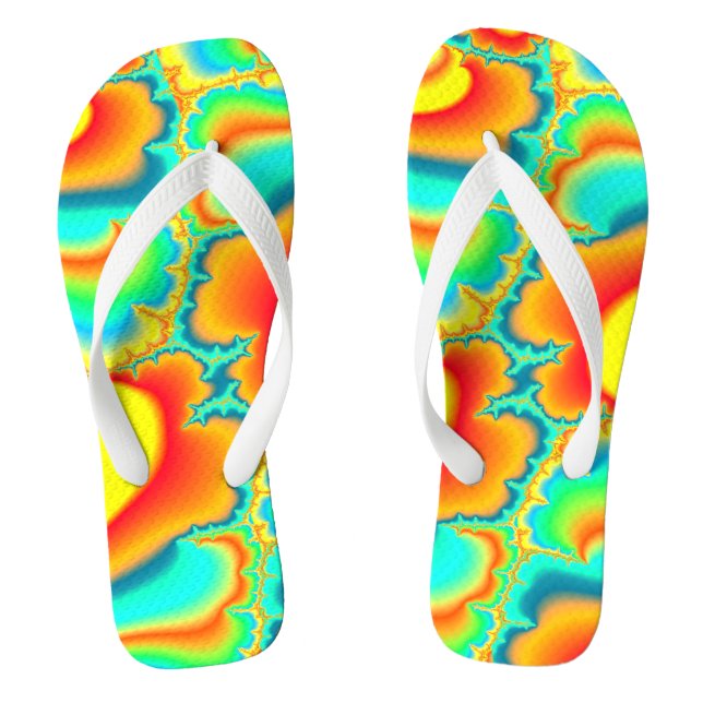 Colourful abstarct fractal psychedelic custom jandals (Footbed)