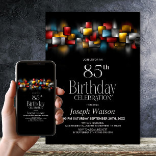 Colourful Abstract 85th Birthday Party Invitation