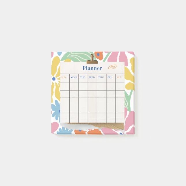 Colourful Abstract Aesthetic  Monthly Planner 2025 Post-it Notes (Front)