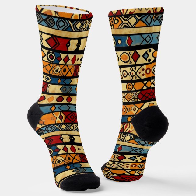 Colourful Abstract African Pattern Socks (Angled)
