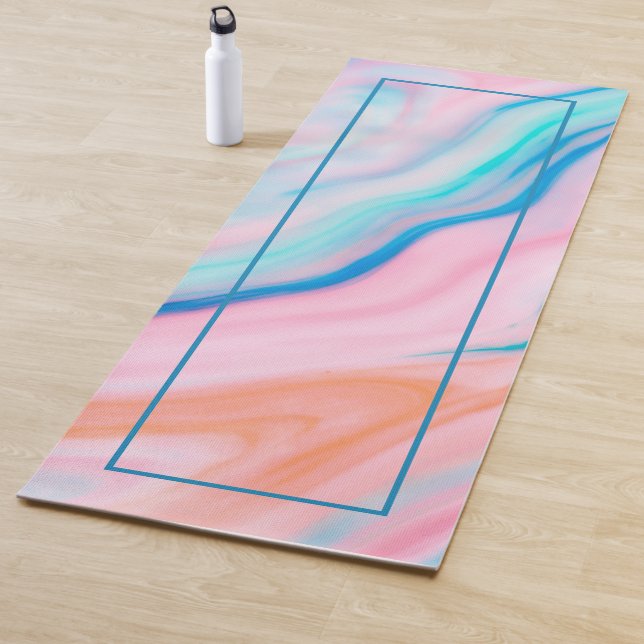 Colourful abstract agate-alike marble stone yoga mat (In Situ)