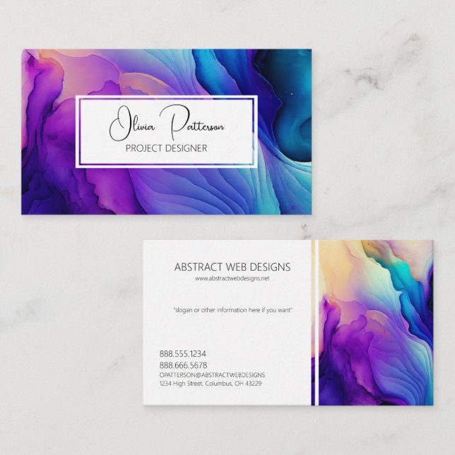 Colourful Abstract Alcohol Ink Liquid Style Business Card (Front/Back)