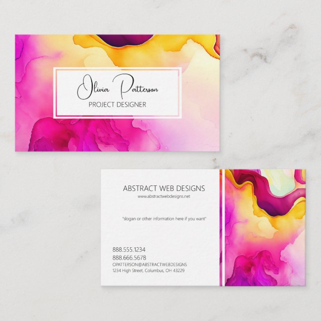 Colourful Abstract Alcohol Ink Liquid Style Business Card (Front/Back)