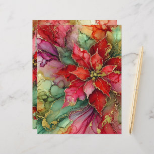 Colourful Abstract Alcohol Ink Poinsettia Scrapboo