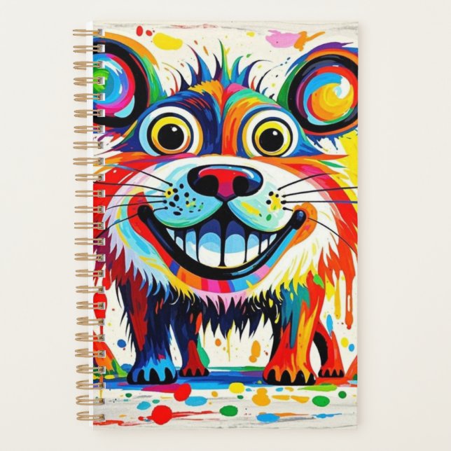 Colourful abstract animal art design  planner (Front)