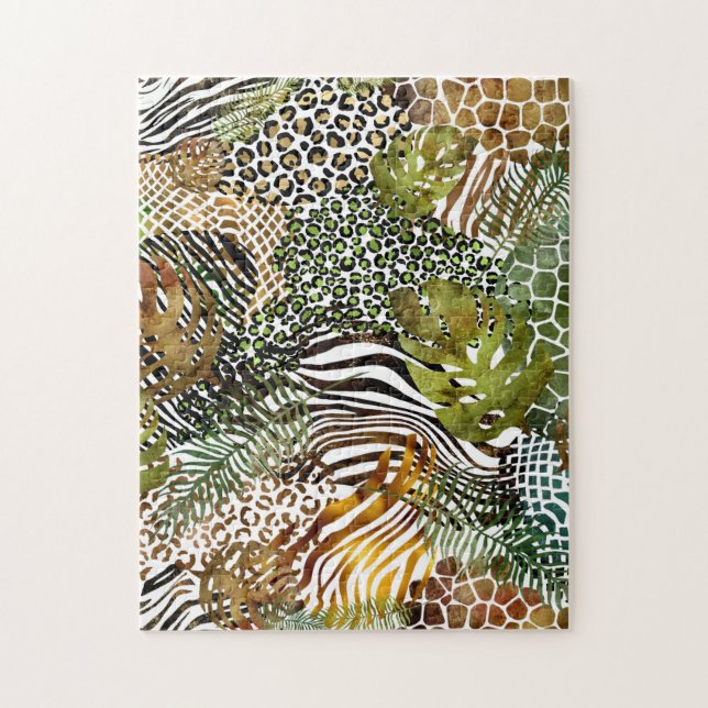 Colourful abstract animal jungle jigsaw puzzle (Vertical)
