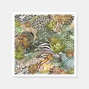 Colourful abstract animal jungle napkin