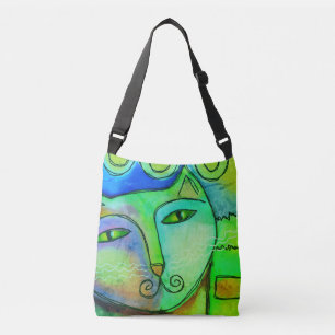 Colourful Abstract Art Cat Crossbody Bag