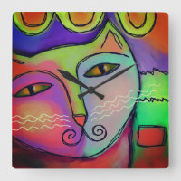 Colourful Abstract Art Cat Painting