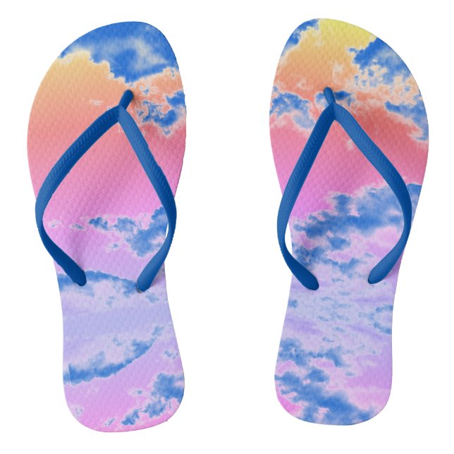 Colourful Abstract Art Clouds / Pink Summer Shoe / Jandals (Footbed)