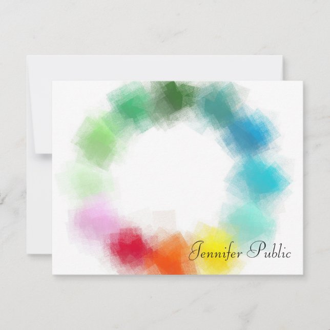 Colourful Abstract Art Custom Hand Script Name Tex Card (Front)