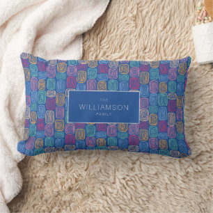 Colourful abstract art doodle lumbar cushion