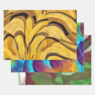 Colourful Abstract Art Gold Purple Wrapping Craft Paper Sheet