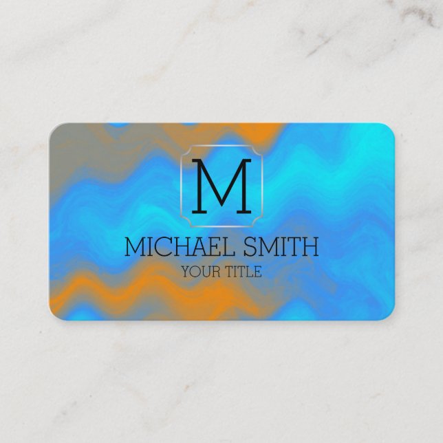 Colourful Abstract Art Monogram #22 Business Card (Front)
