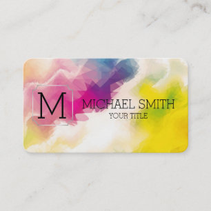 Colourful Abstract Art Monogram Business Card