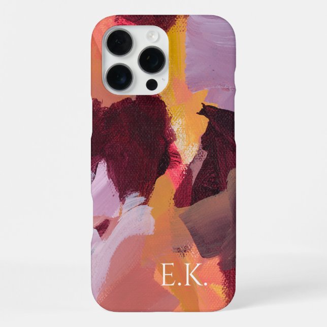 Colourful Abstract Art Monogram Custom Name iPhone Case (Back)