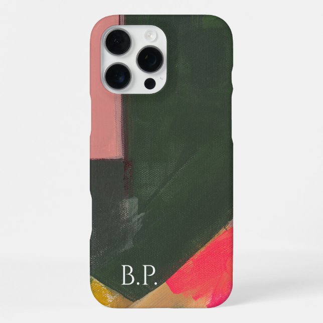 Colourful Abstract Art Monogram Custom Name iPhone Case (Back)