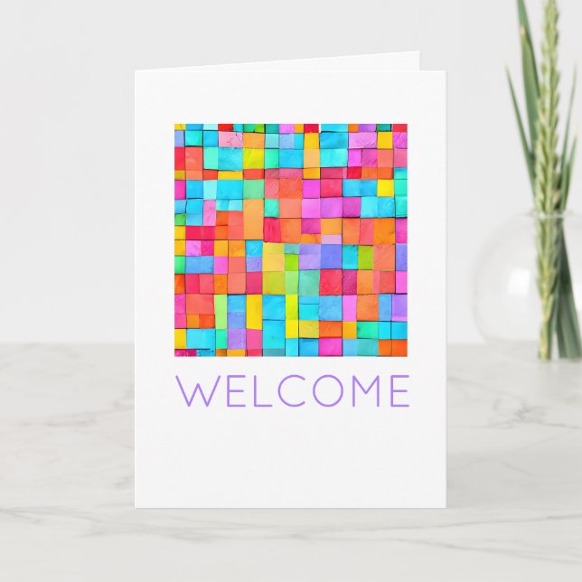 Colourful Abstract Art New Home WELCOME Modern Card (Front)