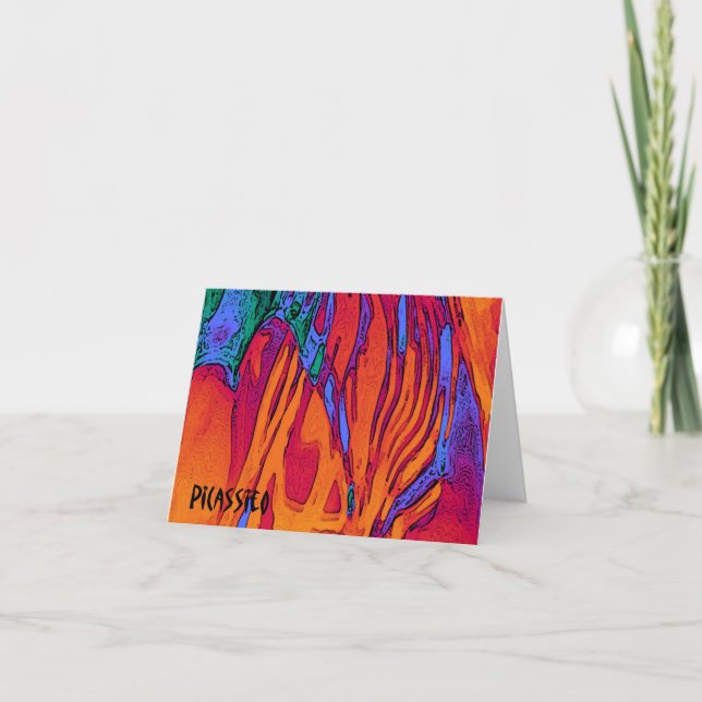 Colourful Abstract Art Note Card Fire and Water (Front)