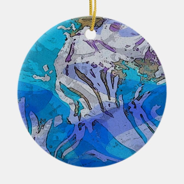 Colourful Abstract Art Ornament in Blues (Front)