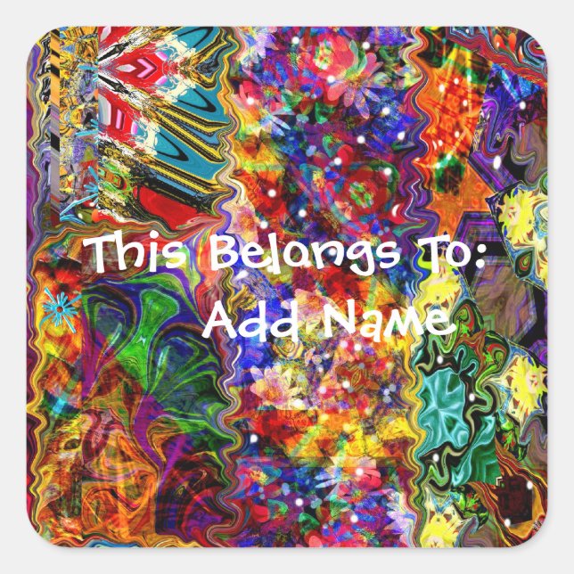 Colourful Abstract Art Pattern Square Sticker (Front)