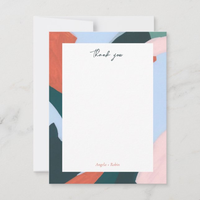 Colourful Abstract Art Personalised Thank you Note Invitation (Front)
