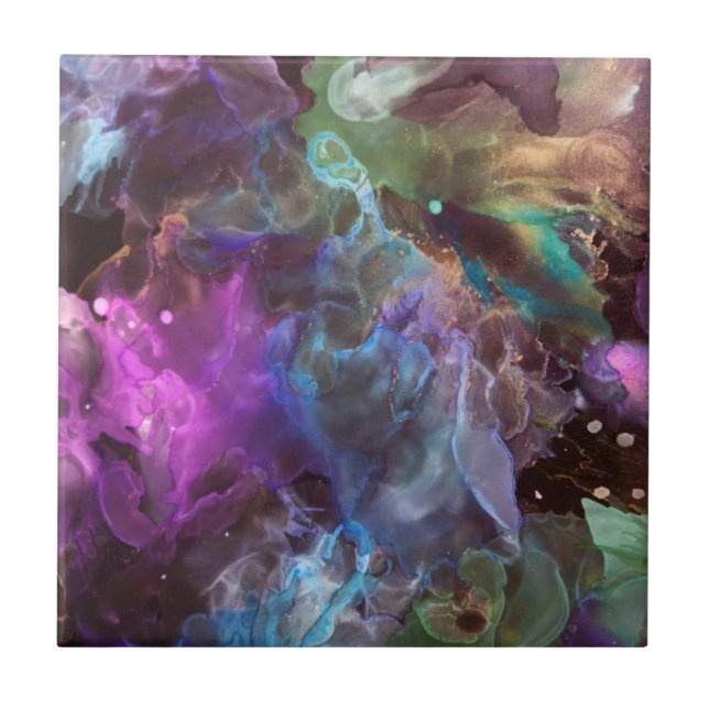 Colourful Abstract Art  Space Nebula Tile (Front)