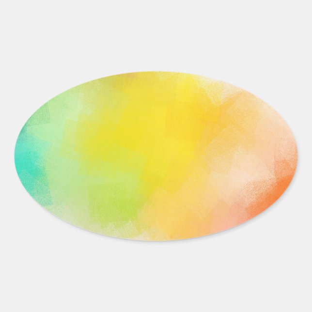 Colourful Abstract Art Template Pink Red Yellow Oval Sticker (Front)